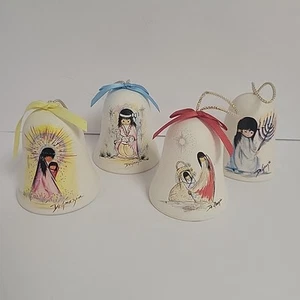 LOT OF 4 DEGRAZIA BELL NATIVE AMERICAN INDIAN CHRISTMAS ORNAMENTS  1990-93 - Picture 1 of 13