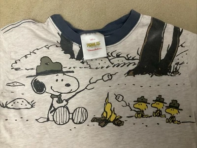 Hanna Andersson 140 Shirt  Boys Short Sleeve Tee Snoopy Camping Flaw - Image 1 of 4