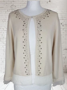 Jonathan Martin Creme Perlen Seide Strickjacke Größe 14 - Bild 1 von 9