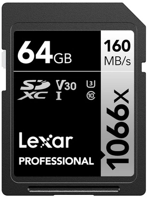 Lexar Professional 1066x 64GB SDXC UHS-I Memory Card SILVER Series, C10, U3, - Image 1 of 4