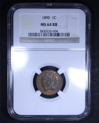 1890 Indian Head Cent - 1c NGC MS64 RB - Red Brown - Tough Example! - Image 1 of 4