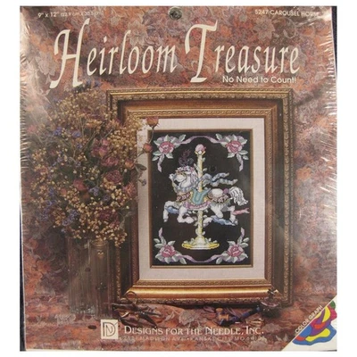 Kit de punto de cruz estampado sellado caballo carrusel tesoro reliquia 5247 9x12 Foto 1 de 4