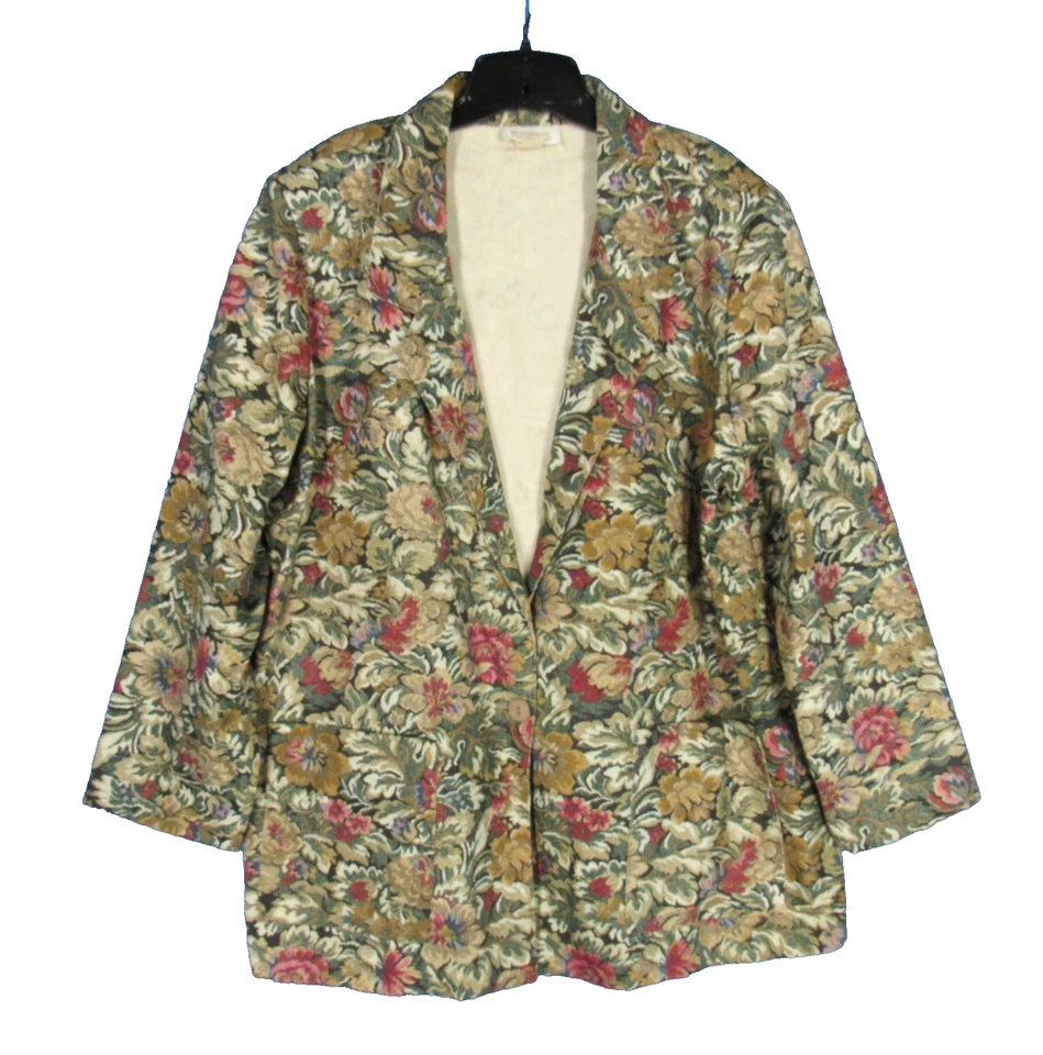 Blazer/Chaqueta DE COLECCIÓN ROAMAN'S TAPIZ FLORAL MULTICOLOR BOLSILLOS 1 Botón Talla B2-4X Foto 1 de 4
