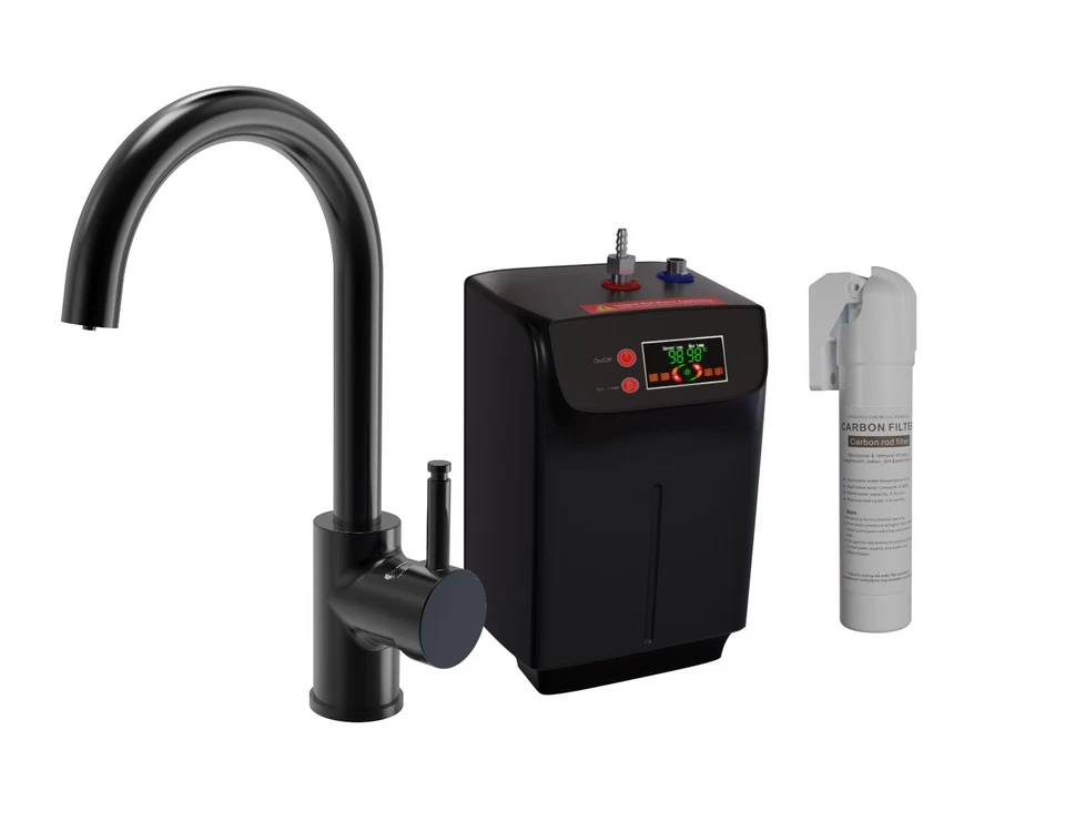 Single Lever 3-in-1 Instant Boiling Hot Water Tap – Matt Black - Full Kit - Image 1 of 4