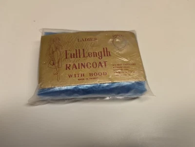 Vintage Ladies Clear Full Length Purse Pocket Raincoat with Hood - Image 1 of 2