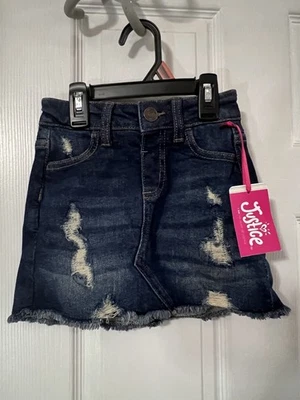 Niñas Talla 6 Justice Jeans Falda Corta Denim Lavado Oscuro Nueva Con Etiquetas Foto 1 de 4