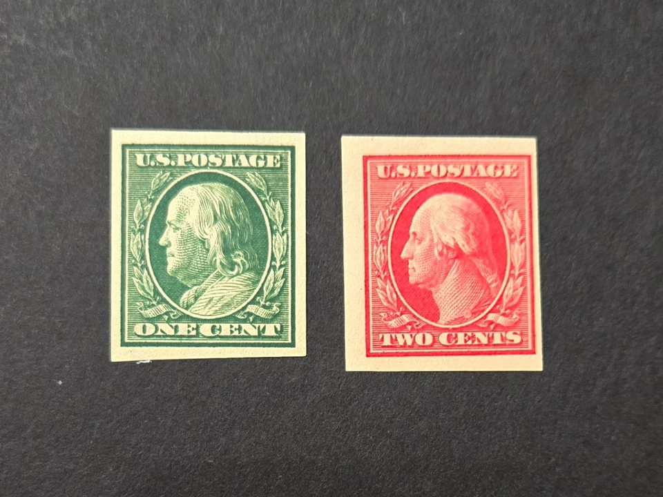 U.S. Sc #383- 384 , imperfs, 1911, MH, lot # WF414 - Image 1 of 1