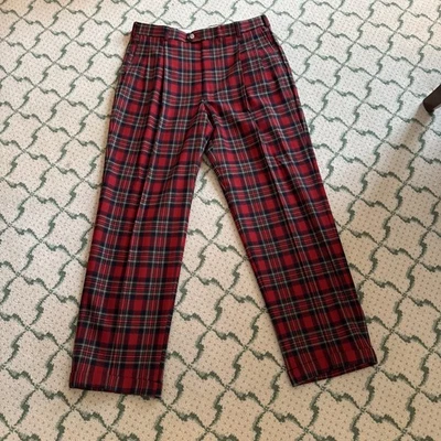 Vintage Lord & Taylor Wool Plaid Pants 36” X 30” Red Tartan Plaid Men’s USA - Image 1 of 4