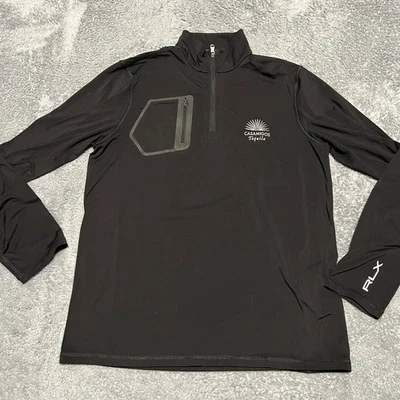 Camisa masculina Ralph Lauren RLX média preta quarto de zíper desempenho golfe manga longa - Imagem 1 de 4