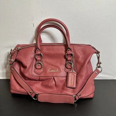 Bolso de Hombro COACH Ashley Rosa Cuero Salmón Doble Asa F15445 Foto 1 de 4