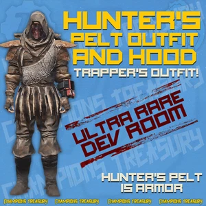 FALLOUT 76 PC Hunter's Pelt & Hunter's Hood RAREST DEV ROOM APPAREL EVER - Picture 1 of 6