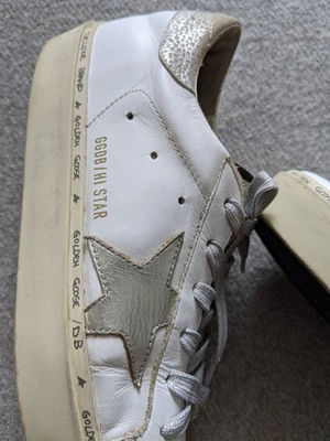 Golden Goose GGDB Marca Deluxe Hi Star Mujer Talla 37 (US 7) Parte Superior Baja Cuero Raro Foto 1 de 4