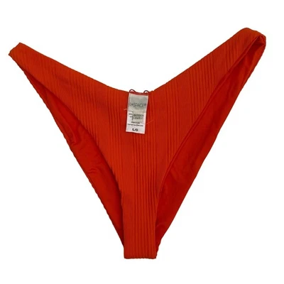 NUEVO L*SPACE Pantalones de Bikini Talla Grande Cabana Naranja Corte Bitsy Nuevo Sin Etiquetas Rayas Amapola Foto 1 de 4