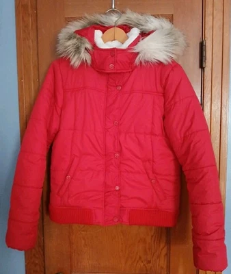 Aeropostale Red Winter Coat Removable Faux Fur Hood Girls Youth Size XL 14/16 - Image 1 of 4