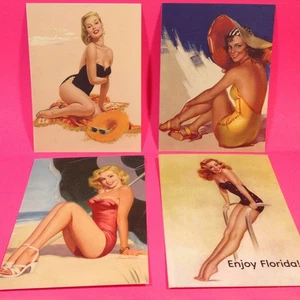 4 Vintage-Pin-up style swimsuit Postcards - Women Beach 4 1/4" x 5 1/2" postcard - Picture 1 of 6