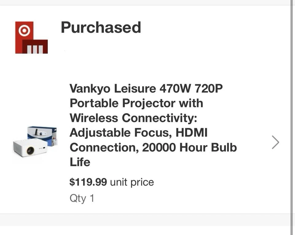 Vankyo Leisure 470W 720P Portable Projector with Wireless Connectivity - Image 1 of 1