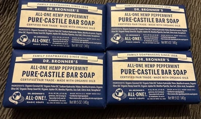 4 - Dr. Bronners - All One Hemp Peppermint - Pure Castile Bar Soap - 5oz Each - Image 1 of 2