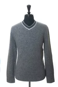 ZZegna Gray Cashmere Blend V-Neck Sweater 23263 - Picture 1 of 3