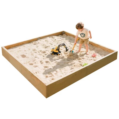 Juego de caja de arena y excavadora de madera, 71"x71"x8" caja de arena grande con cubierta para niños Foto 1 de 4