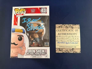 WWE Iron Sheik Funko Pop Figurine Autographed WWF Vaulted Pop Protector Rare - Picture 1 of 7