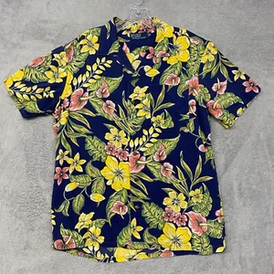 Vintage Polo Ralph Lauren Hemd Herren M blau geblümt Hawaii Camp Loop Kragen - Bild 1 von 9