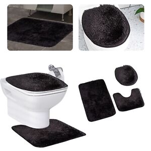 3D Non-Slip Bath Mat Bathroom Floor Soft Rug Shower Carpet Toilet Contour Mat bw