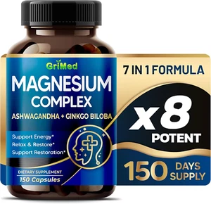 Magnesium Complex 8,600Mg - X8 Power with Ashwagandha + Ginkgo Biloba - Relax & - Picture 1 of 6