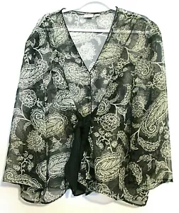 Womens 26/28 Summer Sheer Flower Coat Jacket Cardigan Cover Up Blouse CATO'S - Picture 1 of 11