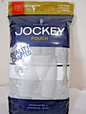 Jockey Pouch 2 calzoncillos intermedios gris tiro completo XXL 1147 H Fly 36-38 cintura paquete antiguo Foto 1 de 4