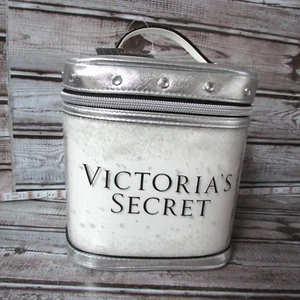 NWT Victoria’s Secret Small Train Case Cosmetic Bag Silver Metallic/Clear/Bling - Picture 1 of 10