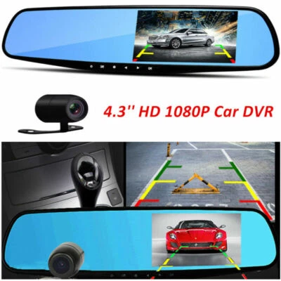 4.3'' HD 1080P 170° Car DVR Dash Camera  Front Rear DVR Dual Lens Video Recorder - Image 1 of 4