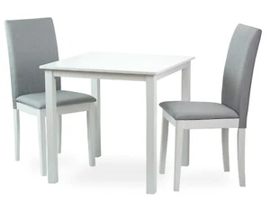 Dining Kitchen Set of Square Table 2 Chairs Fallabella Solid Wood, White Finish - Picture 1 of 9