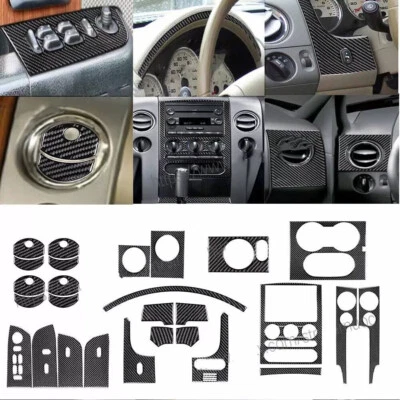 Juego completo de molduras para tablero de instrumentos interior de fibra de carbono 29 piezas para Ford F-150 FX4 04-08 Foto 1 de 4