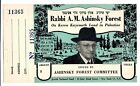 Judaica Rare Old Tag Label KKL JNF Large Tag Label  Rabbi A. M. Ashinsky Forest
