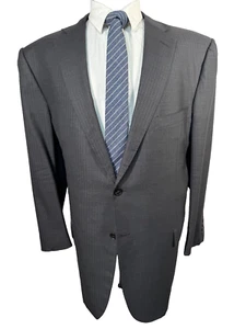 ERMENEGILDO ZEGNA Mens Gray BIG & TALL Wool Stripe Sport Coat Blazer Jacket 50R - Picture 1 of 10