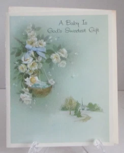 Tarjeta de felicitación vintage de los años 50 60 American Greetings nueva Baby God Congrats - ¡NUEVA! - Imagen 1 de 3