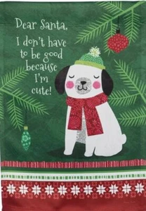 NEW TWO SIDED EVERGREEN CHRISTMAS GARDEN FLAG FURRY FRIEND PUPPY DOG 12.5 X 18 - Picture 1 of 1