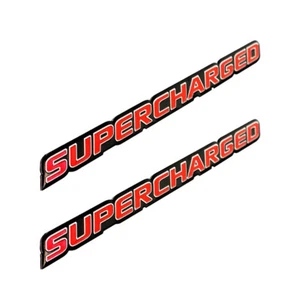 4pc Aluminum SUPERCHARGED Emblems - Black n Red Universal Emblems OEM Adhesive - Foto 1 di 1