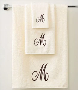 Set regalo asciugamani personalizzato 3 pezzi bagno - asciugamano mano e ospite con scritta marrone - Foto 1 di 18