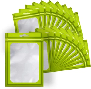 100 Pcs Foil Ziplock Bags,Flat Clear Ziplock Food Storage Bags Holographic Bags - Picture 1 of 8