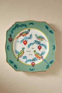 NEW Anthropologie Lou Rota 12 Days of Christmas Dessert Plate 4 Calling Birds - Picture 1 of 1