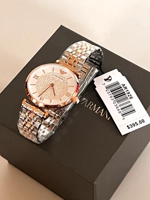 EMPORIO ARMANI AR1926 Crystal Pave Dial Two-tone S/Steel Ladies Watch BNIB $395 - Image 1 of 4