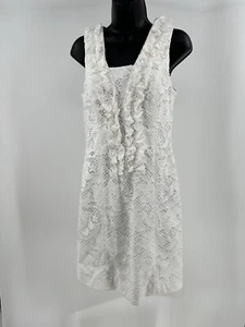 Lilly Pulitzer Kiera White Lace Pearl And Ruffle S/L Shift Dress NEW Womens Sz 6 - Picture 1 of 12
