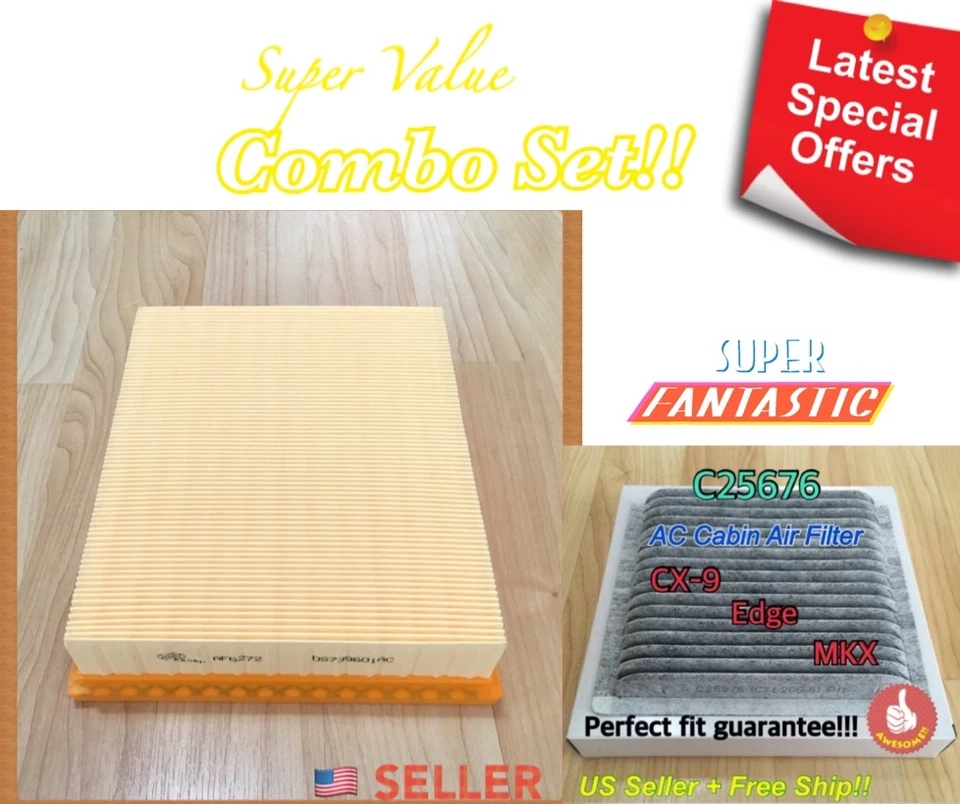 Engine & Carbon Element Cabin Air Filter For Ford Edge MKX CX-9 2007-2015  - Image 1 of 1