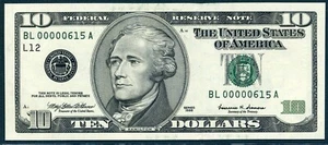 1999 $10 Federal Reserve Note LOW Fancy 3 Digit Serial Number 615 Uncirculated - Picture 1 of 2