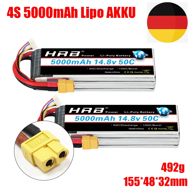 2pcs 14,8V 5000mAh 4S Lipo Akku XT60 für RC Hubschrauber Flugzeug Auto-AKKU LKW - Bild 1 von 4
