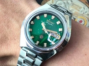 VINTAGE 70'S SEIKO ADVAN 7019-7360 GREEN AUTOMATIC MENS WATCH 38MM - Picture 1 of 22