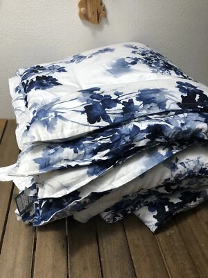 Edredom Ralph Lauren Flora Queen chinoiserie azul floral 94x96 algodão em excelente estado usado - Imagem 1 de 4