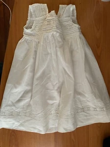 Antique French Edwardian Child Muslin cotton dress, English embroidery, pleats - Picture 1 of 7