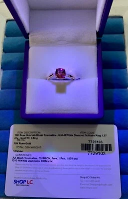 Anillo Luxoro Oro Rosa 10K Premium Rubor Turmalina, Diamantes-Talla 9 (1,75 ctw) Foto 1 de 4